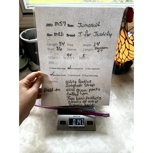 J For Justify Olive Green And White Spaghetti Strap Jumpsuit - Picture 3 of 3